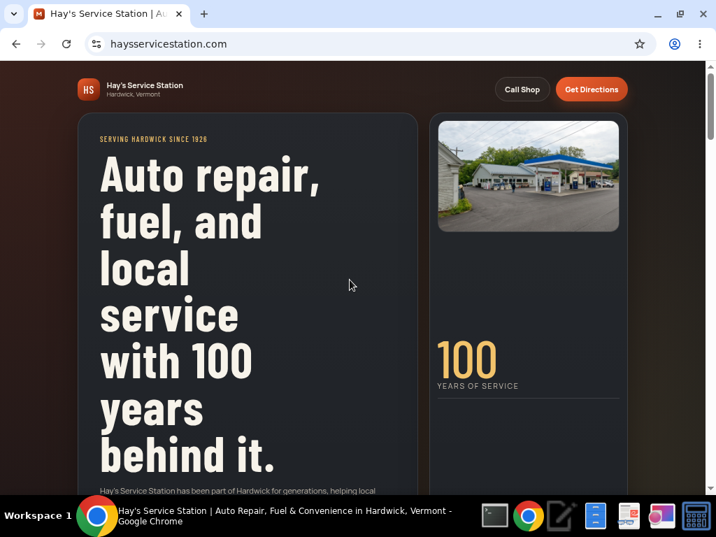 Hay's Service Station website screenshot