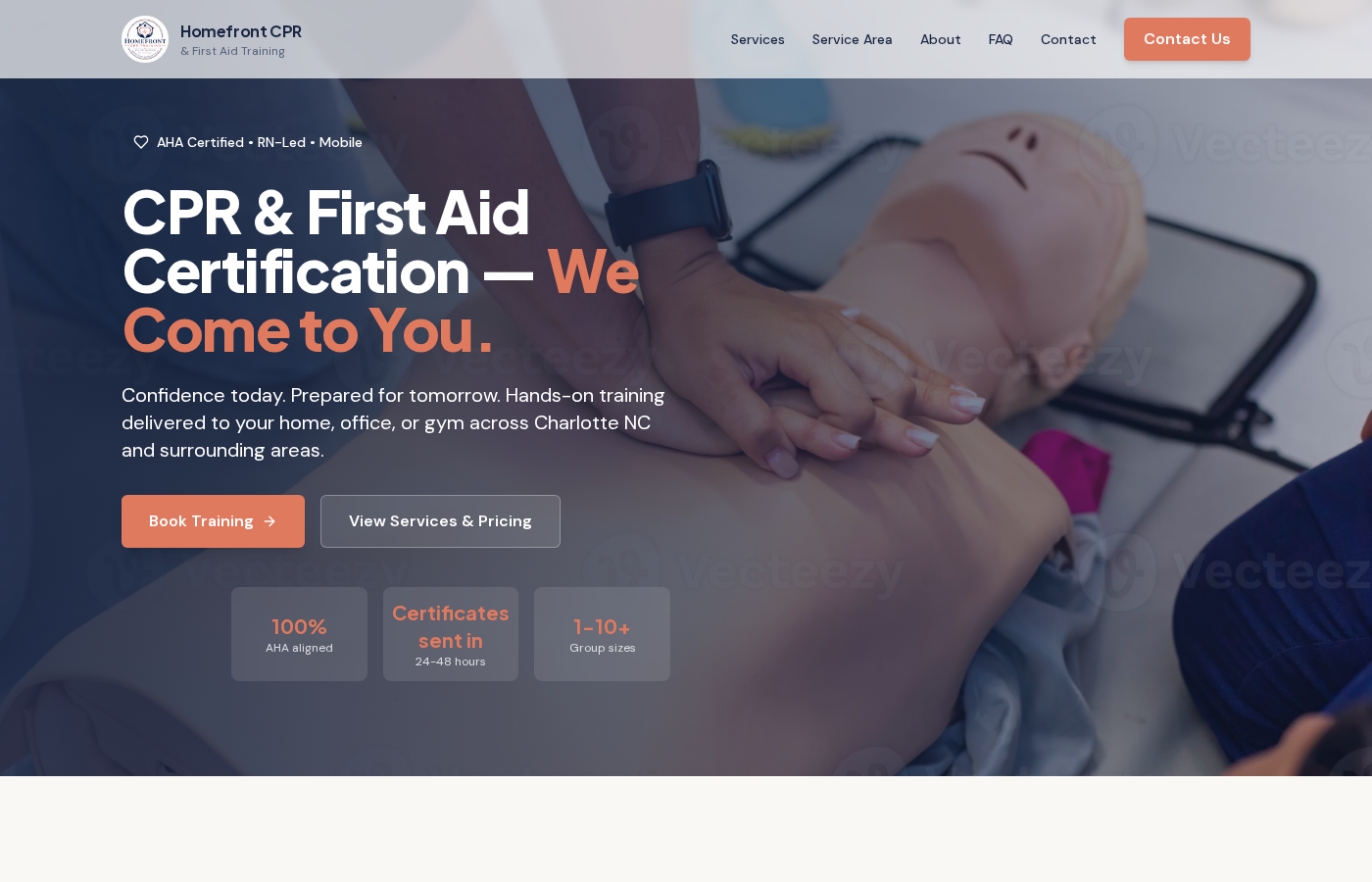 Home Front CPR website screenshot